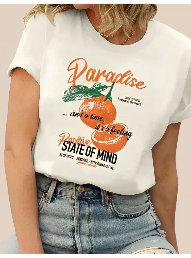 Tshirt Paradise Estampada Laranja