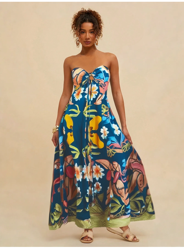Vestido Isabel Longo Estampa Divertida - Azul