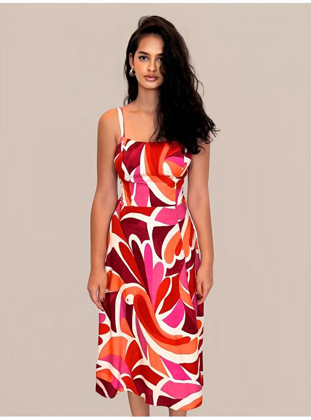 Vestido Mia Midi Fenda - Vermelho
