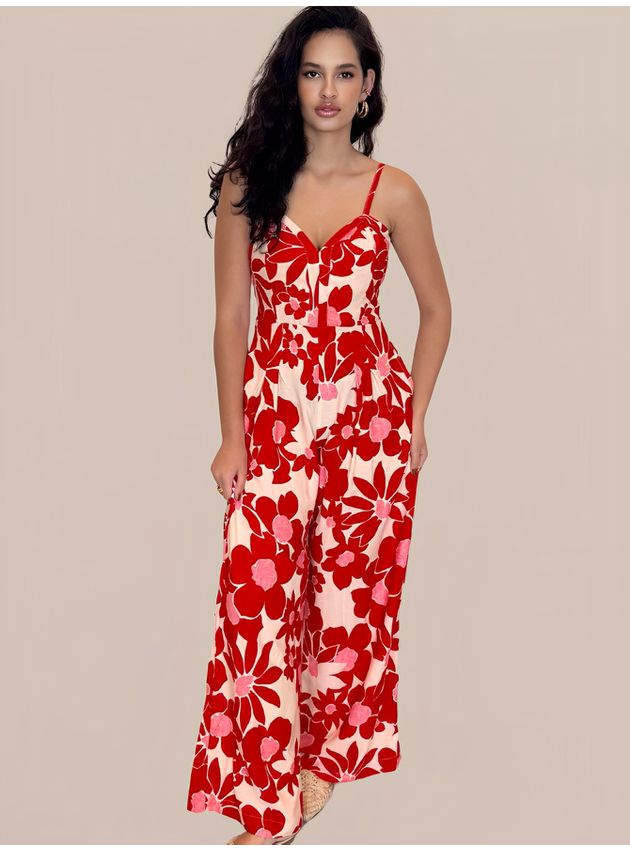 Macacão Amora Longo Pantalona- Vermelho 