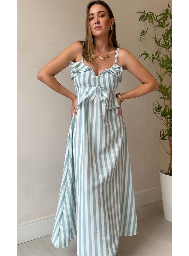 Vestido Longo Mariela - Verde Água