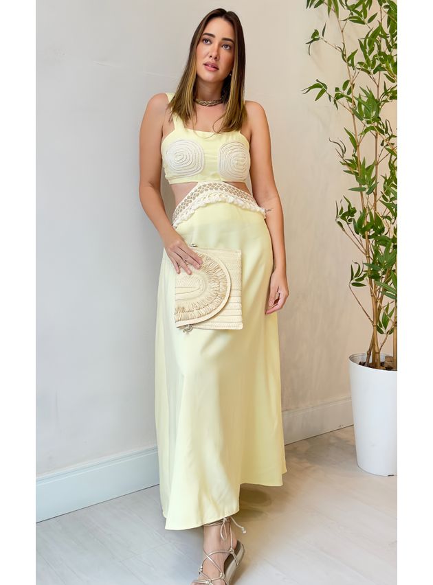 Vestido Longo Lorena- Amarelo Manteiga