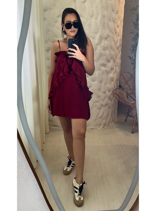 Vestido Curto Vivi Franja Alcinha Fina - Vermelho
