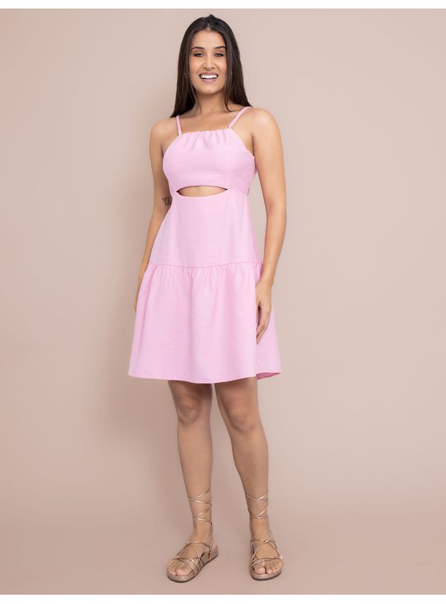 Vestido Paula de Alcinha Soltinho - Rosa Claro