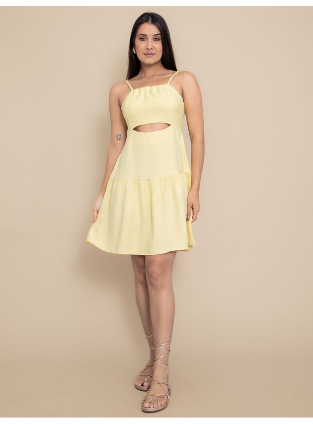 Vestido Paula de Alcinha Soltinho - Amarelo
