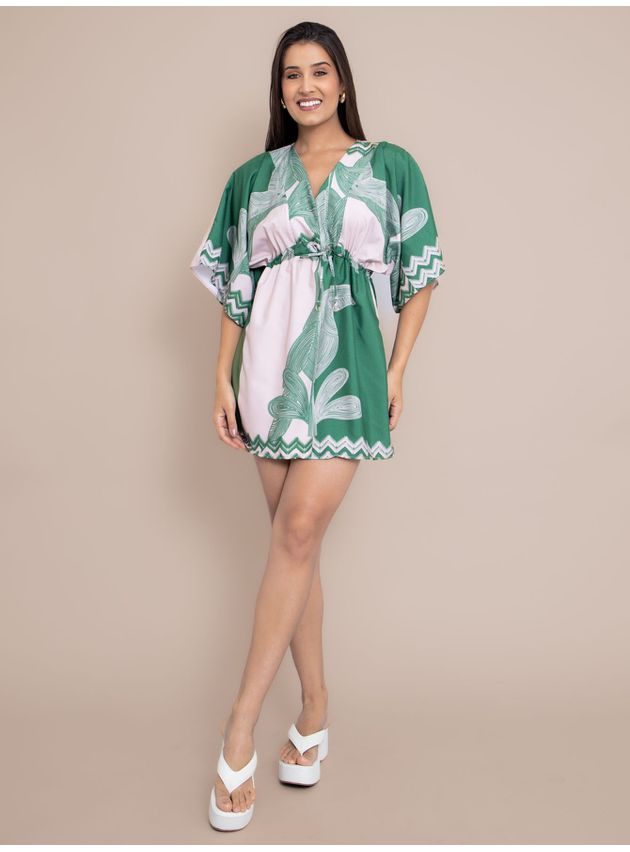 Vestido Helena Curto Manga Morcego- Verde