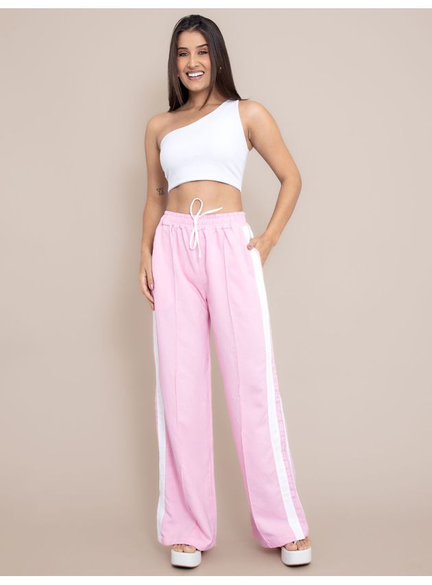 Calça Ale Pantalona Tendência - Rosa Claro
