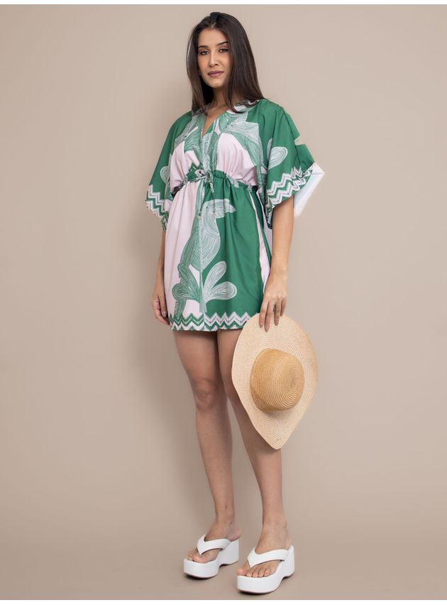 Vestido Helena Curto Manga Morcego- Verde