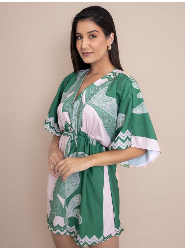 Vestido Helena Curto Manga Morcego- Verde