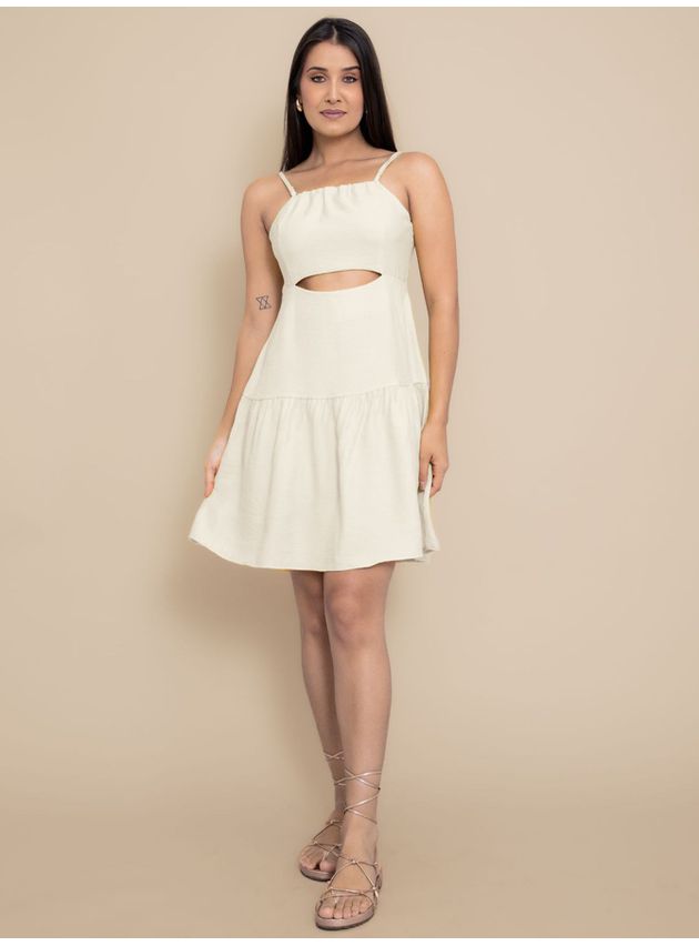 Vestido Paula de Alcinha Soltinho- Bege