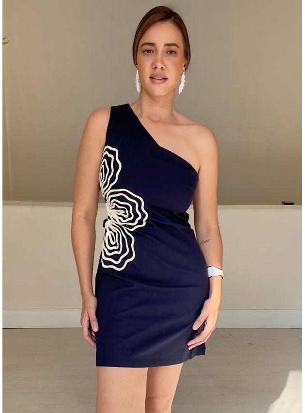 Vestido Curto Clara Nula Manga- Azul