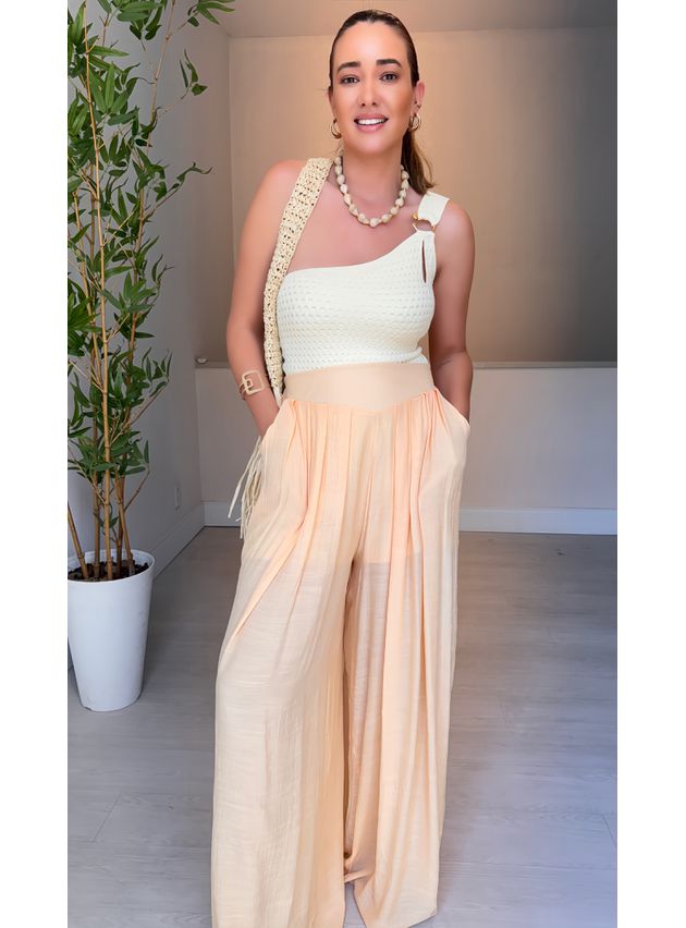 Calça Helena Pantalona - Laranja Pastel