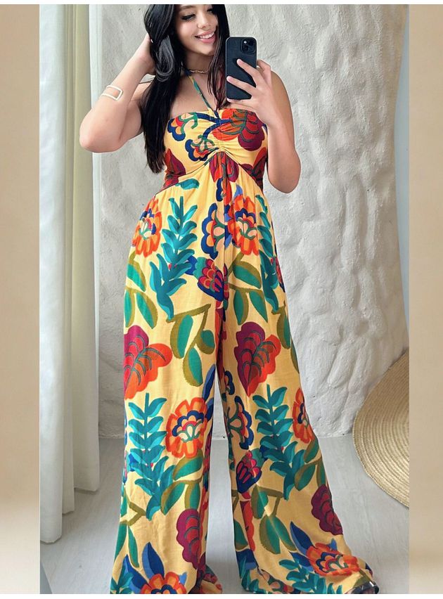Macacão Patricia Pantalona Tomara Que Caia - Amarelo