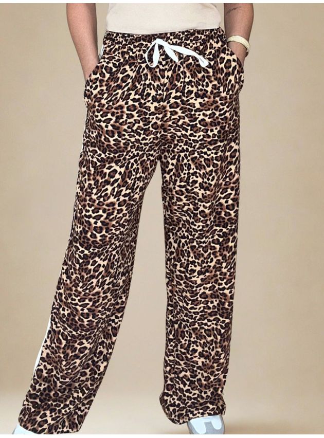 Calça Pantalona Animal Print - Onça