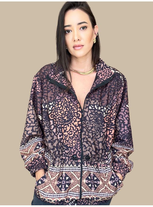 Jaqueta Parka Estampa Floral- Verde