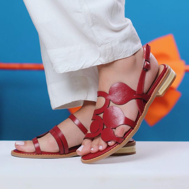 Sandália Rasteira - AMANHECER - Vermelho - 842.116