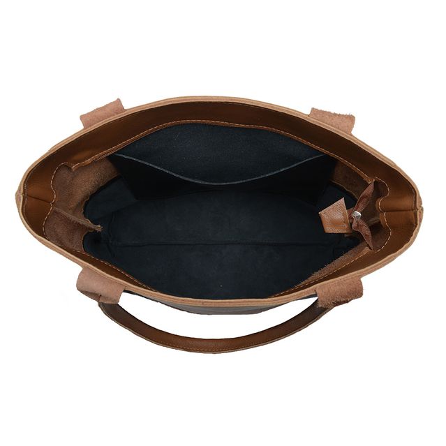 Bolsa de Couro - BICOLOR - Caramelo e Preta