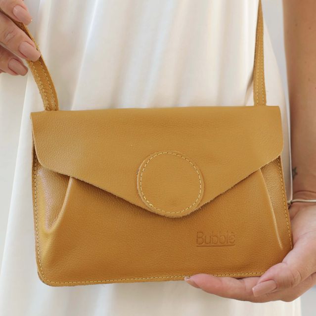 Bolsa de Couro - Carinho - Mostarda