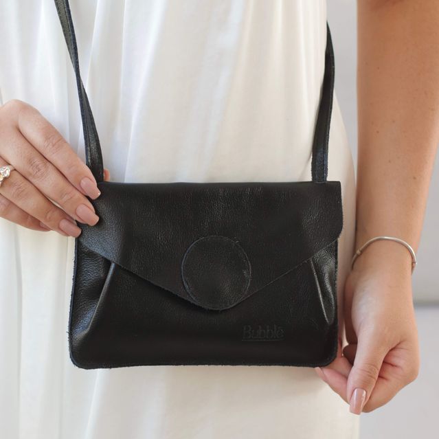 Bolsa de Couro - Carinho - Preta