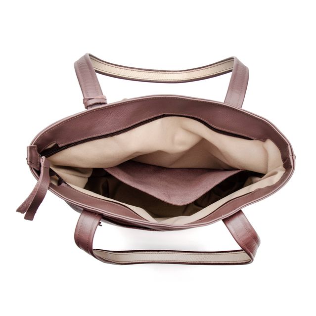 Bolsa de Couro - ENVELOPE - Mousse e Off White