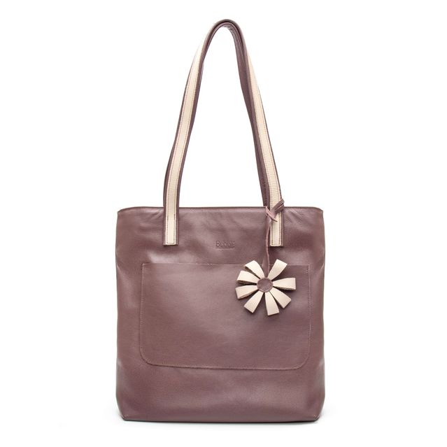 Bolsa de Couro - ENVELOPE - Mousse e Off White