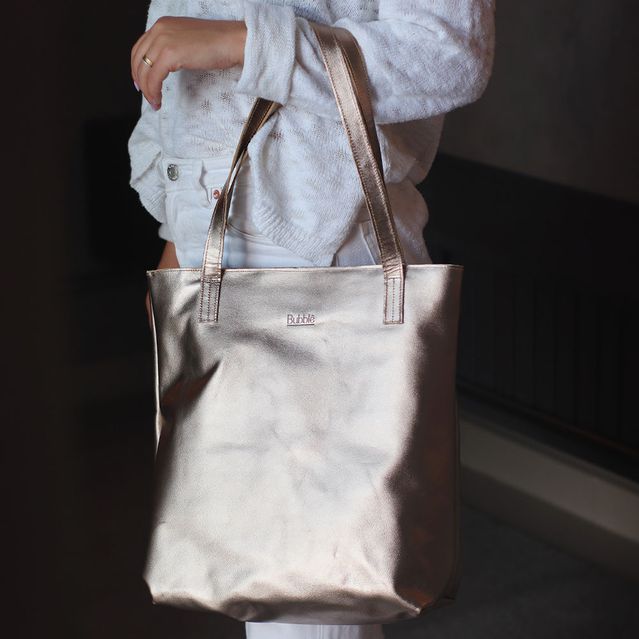 Bolsa de Couro - ENVELOPE - Champagne