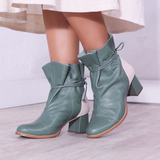 Bota ENCANTAR - Verde Folha e Off White - 596.02