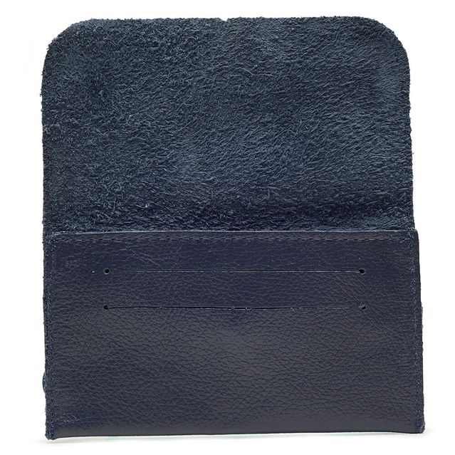 Mini Carteira em Couro Legítimo Bubblê Azul Marinho