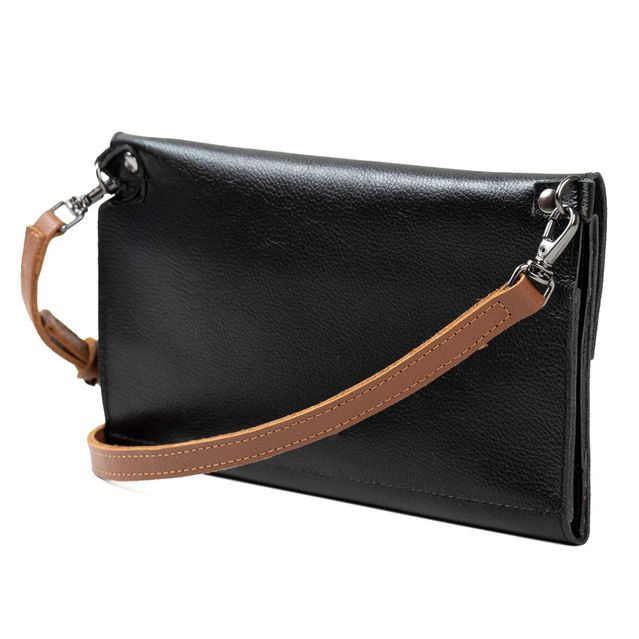 Bolsa CARTEIRA Couro Legítimo Bubblê - Preta e Chocolate