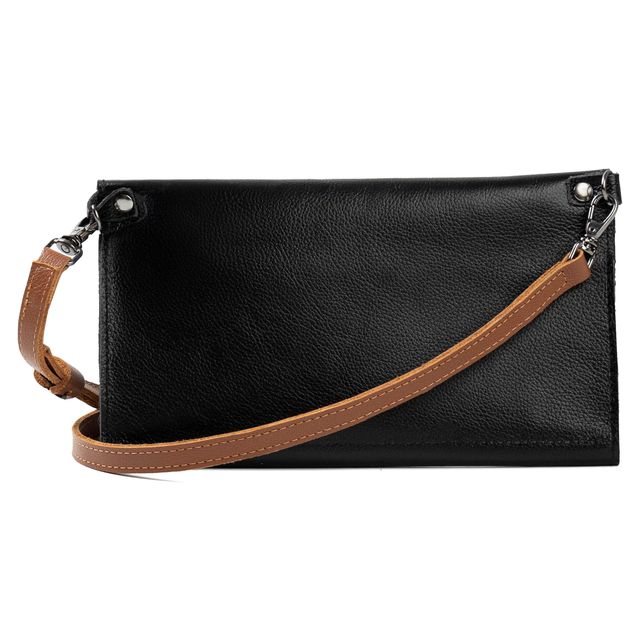 Bolsa CARTEIRA Couro Legítimo Bubblê - Preta e Chocolate