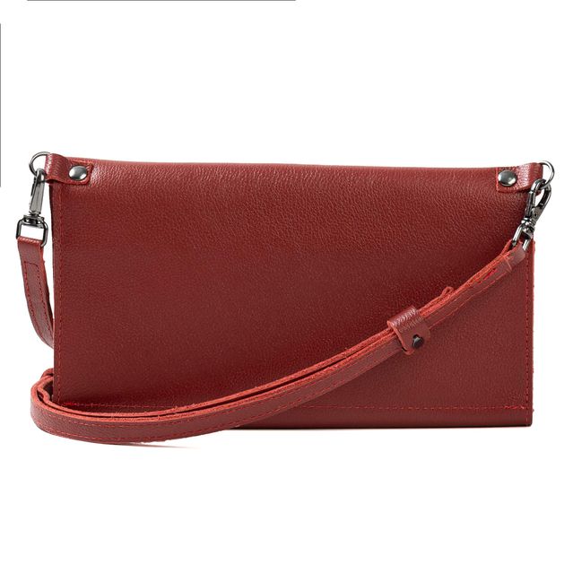 Bolsa CARTEIRA Couro Legítimo Bubblê - Vermelha