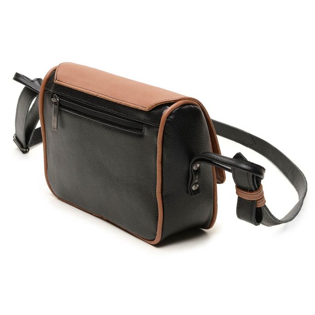 Bolsa de Couro - ABA - Preto E Caramelo