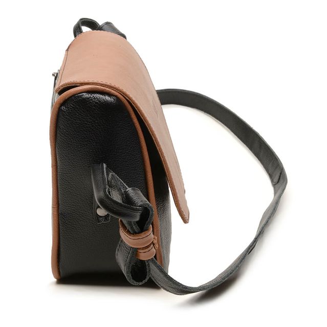 Bolsa de Couro - ABA - Preto E Caramelo