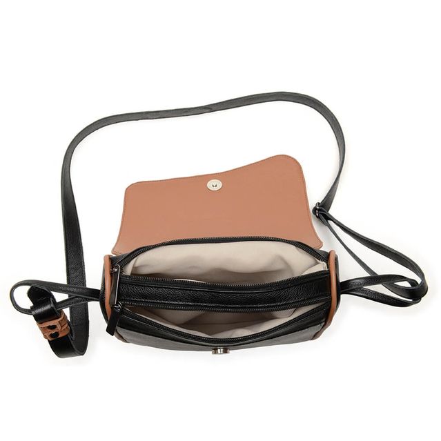 Bolsa de Couro - ABA - Preto E Caramelo