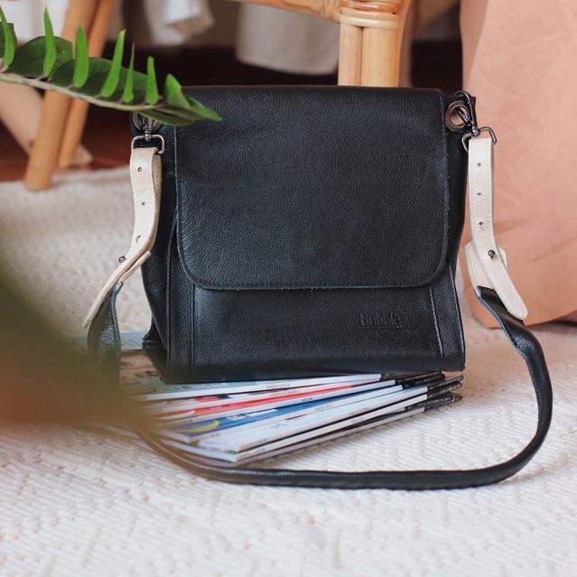 Bolsa de Couro - ACOLHER - Preta e Off White