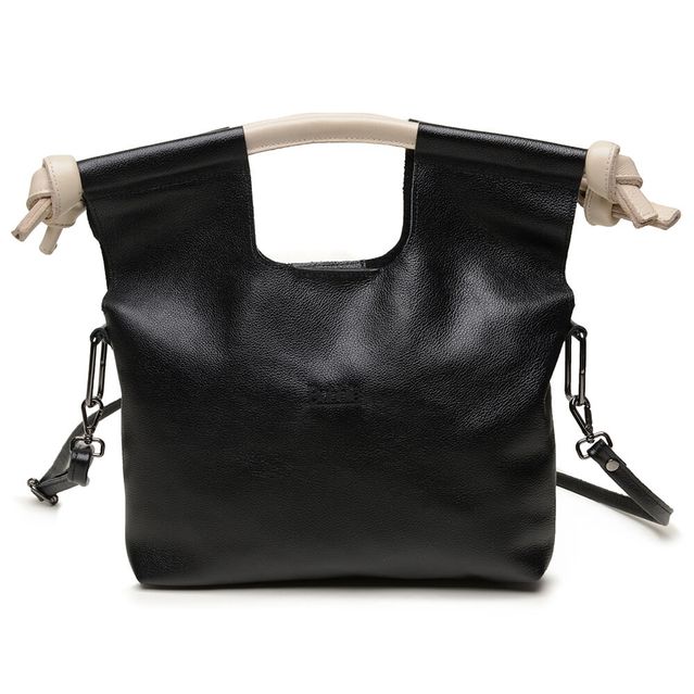 Bolsa de Couro - BOSSA - Preta e Off White