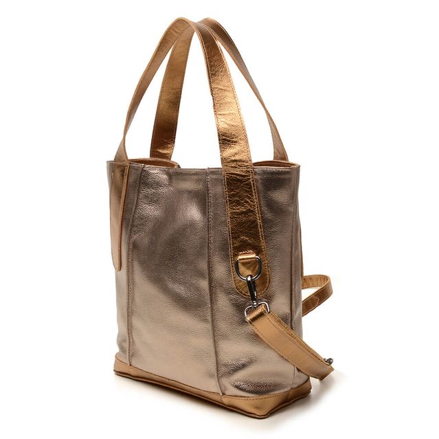 Bolsa de Couro - CELEBRAR - Champagne E Bronze