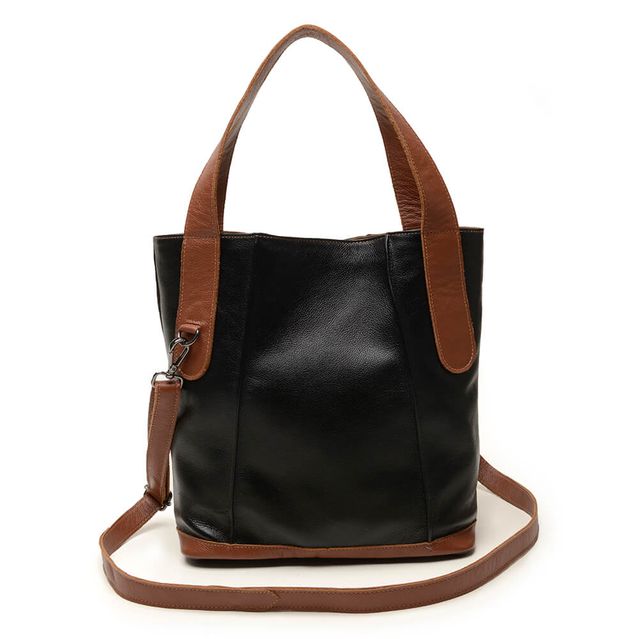 Bolsa de Couro - CELEBRAR - Preto E Chocolate 