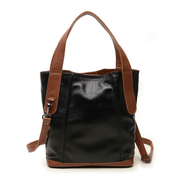 Bolsa de Couro - CELEBRAR - Preto E Chocolate 