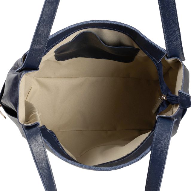 Bolsa de Couro - CONFIAR - Azul Anil e Off white