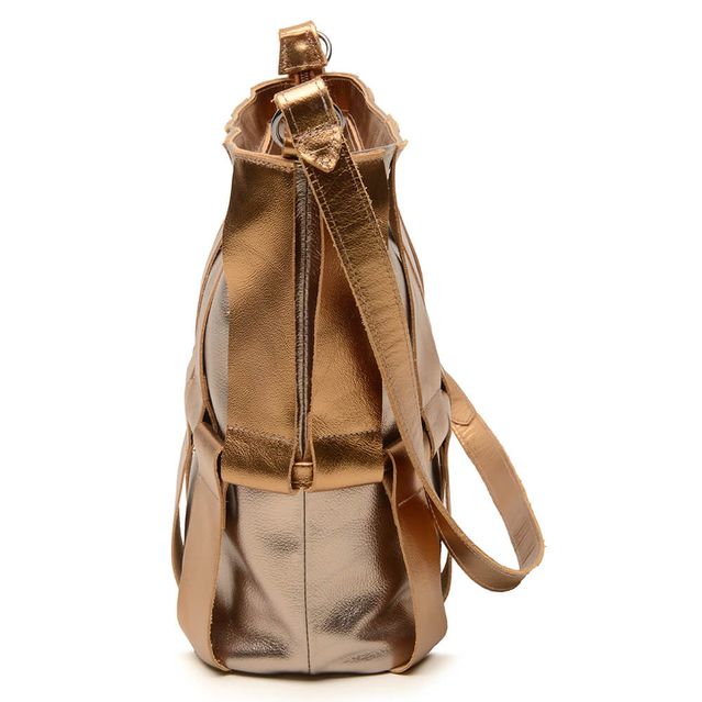Bolsa de Couro - ÉLO - Champagne E Bronze 