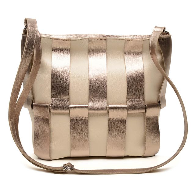 Bolsa de Couro - ÉLO - Off White E Champagne