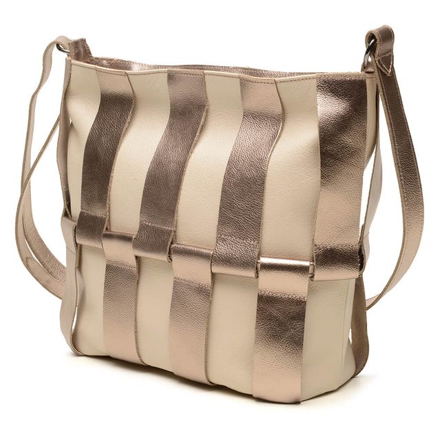 Bolsa de Couro - ÉLO - Off White E Champagne