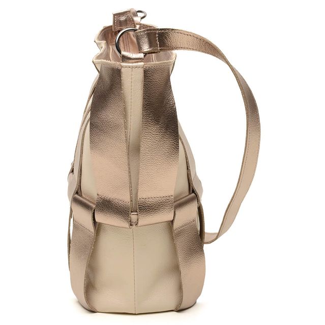 Bolsa de Couro - ÉLO - Off White E Champagne