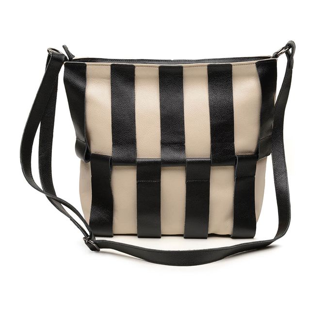 Bolsa de Couro - ÉLO - Off White E Preto