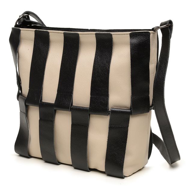 Bolsa de Couro - ÉLO - Off White E Preto