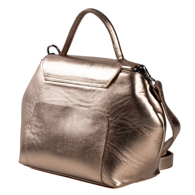 Bolsa de Couro - Mini NASCENTE - Champagne e Off White