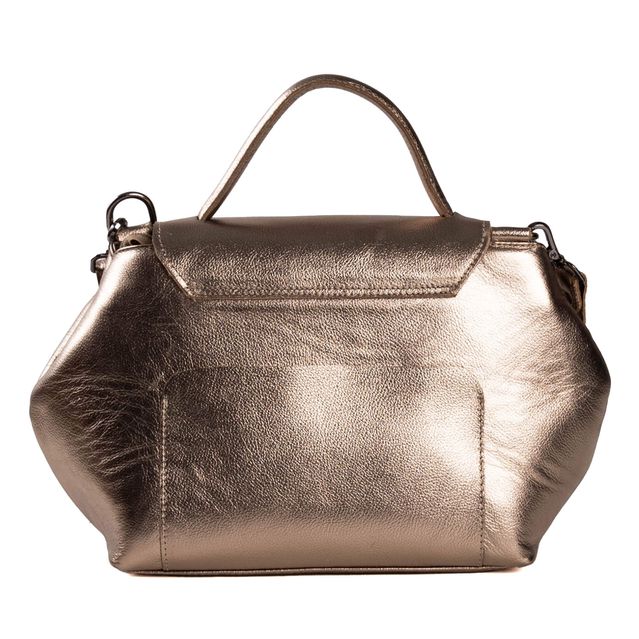 Bolsa de Couro - Mini NASCENTE - Champagne e Off White