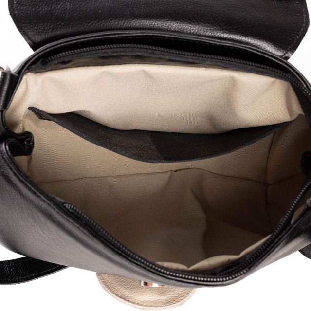 Bolsa de Couro - Mini NASCENTE - Preta e Off White