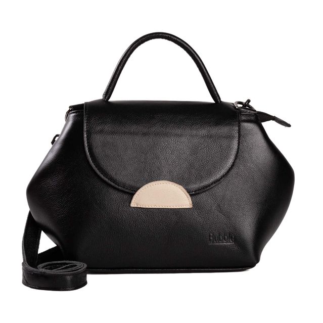 Bolsa de Couro - Mini NASCENTE - Preta e Off White